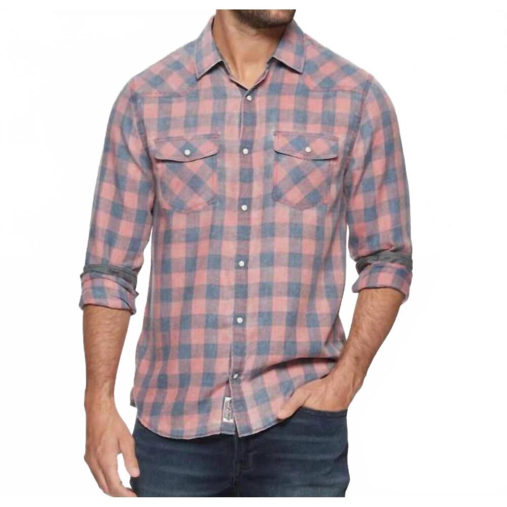 NEW FLAGS & ANTHEM cabot vintage soft western shirt top in pink